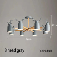 Lustre en rondins scandinave - Design cerf pour éclairage intérieur | Marco Lucetti 8 têtes grises / Chine