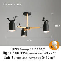 Lustre en rondins scandinave - Design cerf pour éclairage intérieur
