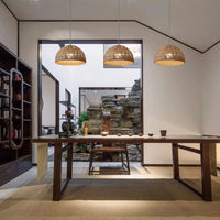 Lustre en rotin et abat-jour assorti | Marco Lucetti Chine