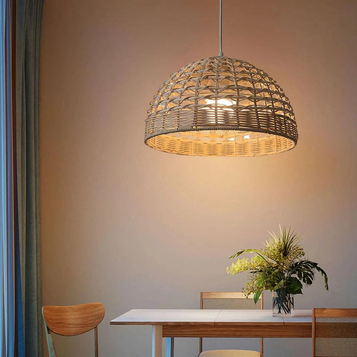 Lustre en rotin et abat-jour assorti | Marco Lucetti Chine