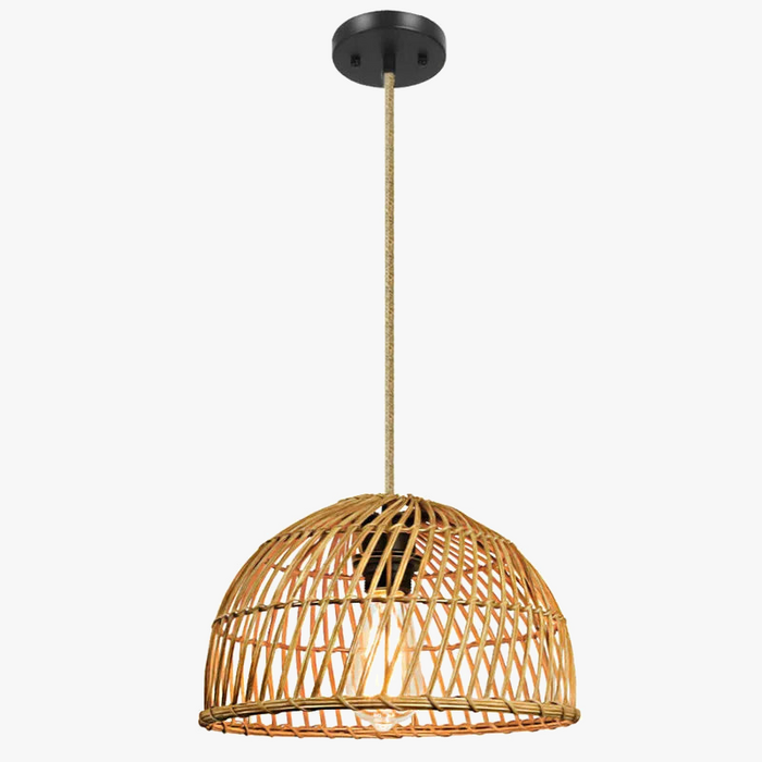 Lustre Rezina : Rotin Tissé à la Main avec Éclairage LED pour Intérieur
