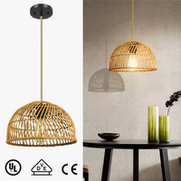 Lustre Rezina : Rotin Tissé à la Main avec Éclairage LED pour Intérieur