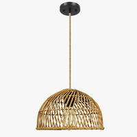 Lustre Rezina : Rotin Tissé à la Main avec Éclairage LED pour Intérieur