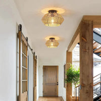 Lustre en Rotin Tissé à la Main pour Plafonniers E27 - Luminaire Encastré Pour Couloir, Chambre et Cuisine | Marco Lucetti