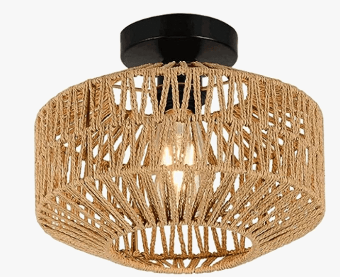 Lustre en Rotin Tissé à la Main pour Plafonniers E27 - Luminaire Encastré Pour Couloir, Chambre et Cuisine | Marco Lucetti