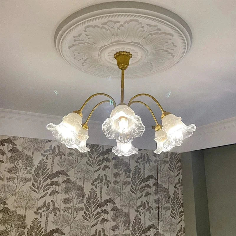 Lustre en verre à fleurs nordique LED créatif. | Marco Lucetti