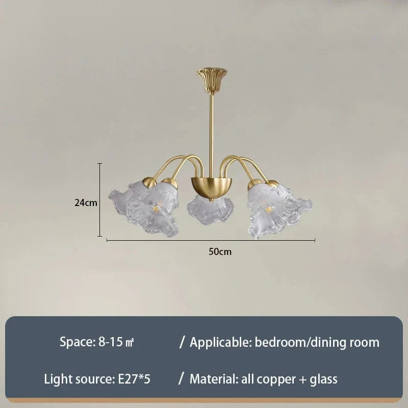 Lustre en verre à fleurs nordique LED créatif. | Marco Lucetti 50 cm-Translucide