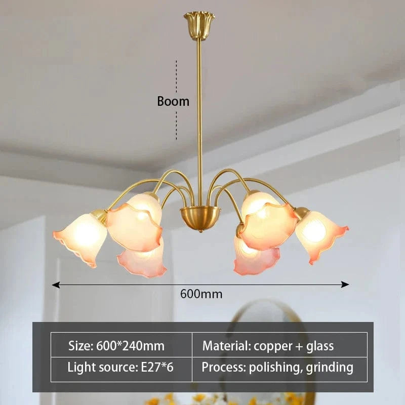 Lustre en verre à fleurs nordique LED créatif. | Marco Lucetti 60 cm-rose