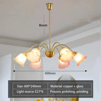 Lustre en verre à fleurs nordique LED créatif. | Marco Lucetti 60 cm-rose