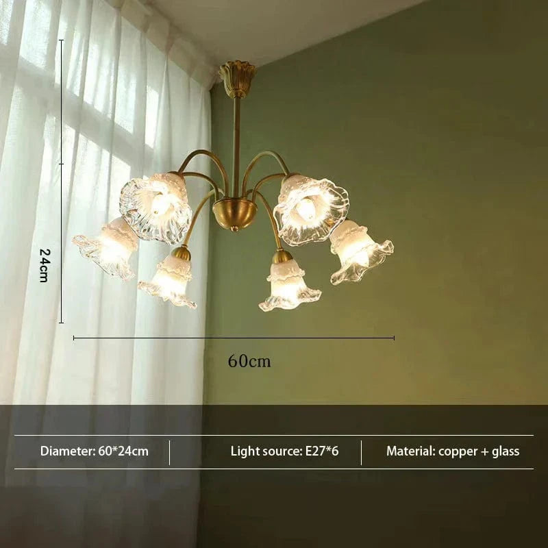 Lustre en verre à fleurs nordique LED créatif. | Marco Lucetti 60 cm-Translucide