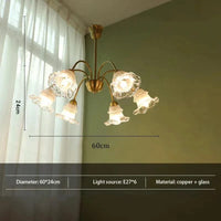 Lustre en verre à fleurs nordique LED créatif. | Marco Lucetti 60 cm-Translucide