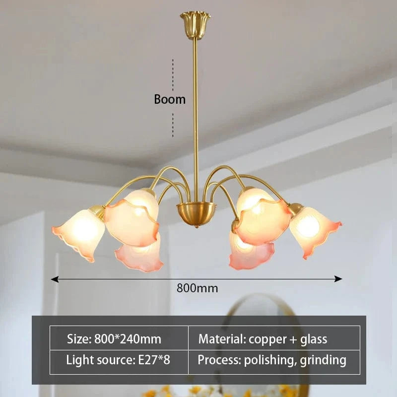 Lustre en verre à fleurs nordique LED créatif. | Marco Lucetti 80 cm-rose