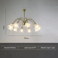 Lustre en verre à fleurs nordique LED créatif. | Marco Lucetti 90 cm-Translucide