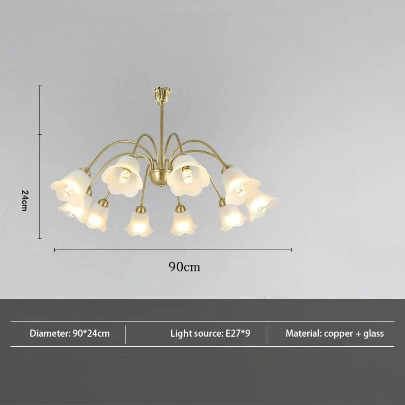 Lustre en verre à fleurs nordique LED créatif. | Marco Lucetti 90cm-Givré