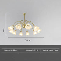 Lustre en verre à fleurs nordique LED créatif. | Marco Lucetti 90cm-Givré