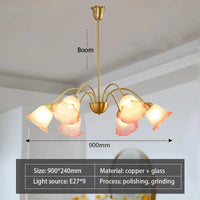 Lustre en verre à fleurs nordique LED créatif. | Marco Lucetti 90cm-Rose