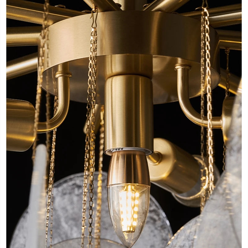 Lustre en verre de luxe avec carillons éoliens romantiques