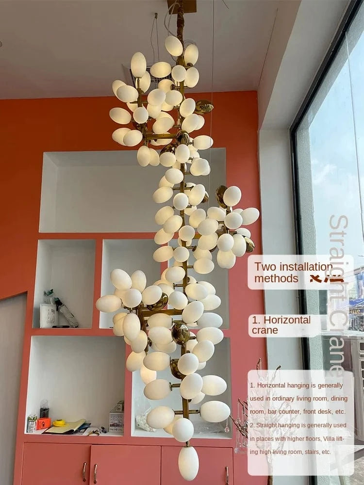 Lustre en verre blanc de luxe contemporain | Marco Lucetti