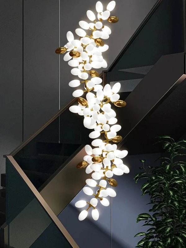 Lustre en verre blanc de luxe contemporain | Marco Lucetti