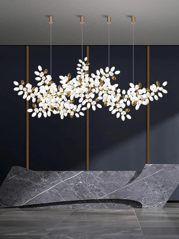 Lustre en verre blanc de luxe contemporain | Marco Lucetti