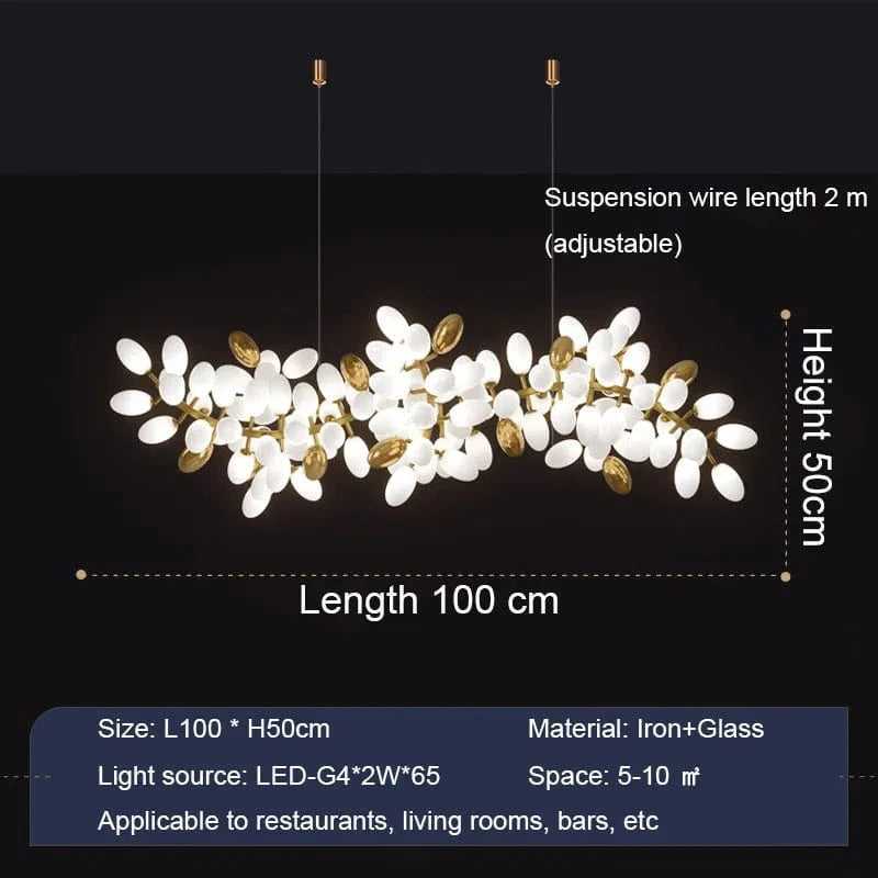 Lustre en verre blanc de luxe contemporain | Marco Lucetti L100cm / Lumière chaude (3000K)