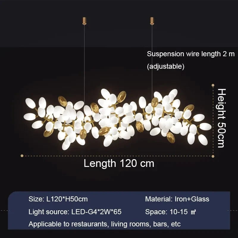 Lustre en verre blanc de luxe contemporain | Marco Lucetti L120cm / Lumière chaude (3000K)