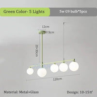 Lustre en verre blanc laiteux pour table à manger  | Marco Lucetti Vert 5 lumières / Lumière blanche