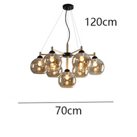 Lustre en verre design Moderne | Marco Lucetti 7 têtes ambre / Blanc froid