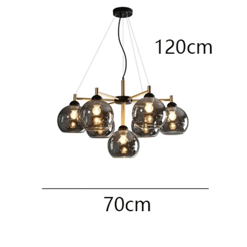 Lustre en verre design Moderne | Marco Lucetti 7 têtes gris fumé / Blanc froid