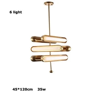 Lustre en verre doré Postmodern Art déco pour salle à manger | Marco Lucetti 6 lumières