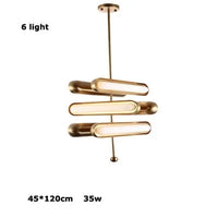 Lustre en verre doré Postmodern Art déco pour salle à manger | Marco Lucetti 6 lumières