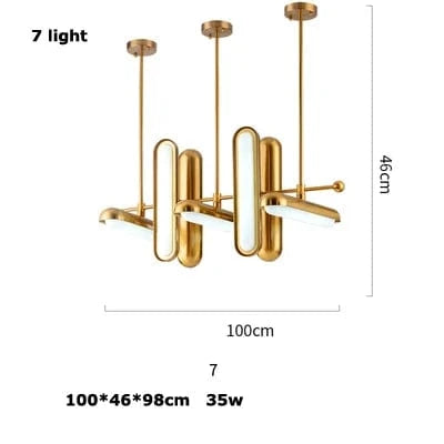 Lustre en verre doré Postmodern Art déco pour salle à manger | Marco Lucetti 7 lumière