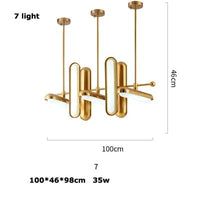 Lustre en verre doré Postmodern Art déco pour salle à manger | Marco Lucetti 7 lumière