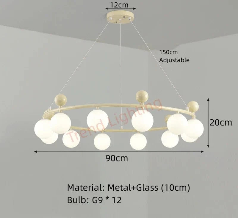 Lustre en verre et métal à la pointe du design pour un éclairage dynamique | Marco Lucetti A-12 Balles-Blanc / Blanc chaud