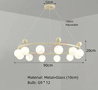 Lustre en verre et métal à la pointe du design pour un éclairage dynamique | Marco Lucetti A-12 Balles-Blanc / Blanc chaud