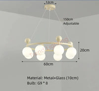 Lustre en verre et métal à la pointe du design pour un éclairage dynamique | Marco Lucetti A-8 Balles-Blanc / Lumière naturelle