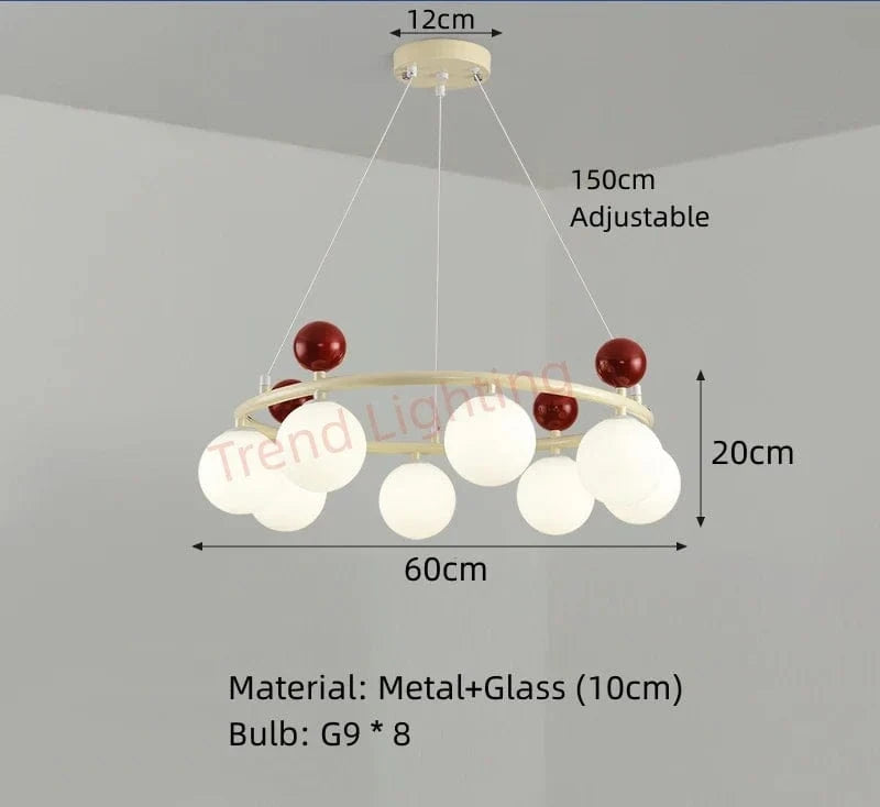 Lustre en verre et métal à la pointe du design pour un éclairage dynamique | Marco Lucetti A-8 Balles-Rouge / Lumière naturelle