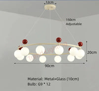 Lustre en verre et métal au design dynamique pour sublimer votre intérieur | Marco Lucetti A-12 Balles-Rouge / Blanc chaud