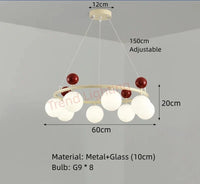 Lustre en verre et métal au design dynamique pour sublimer votre intérieur | Marco Lucetti A-8 Balles-Rouge / Lumière naturelle