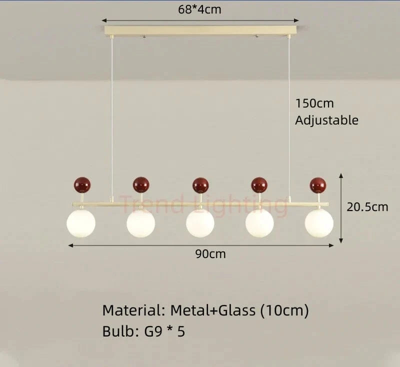 Lustre en verre et métal au design dynamique pour sublimer votre intérieur | Marco Lucetti B-5 Balles-Rouge / Blanc chaud