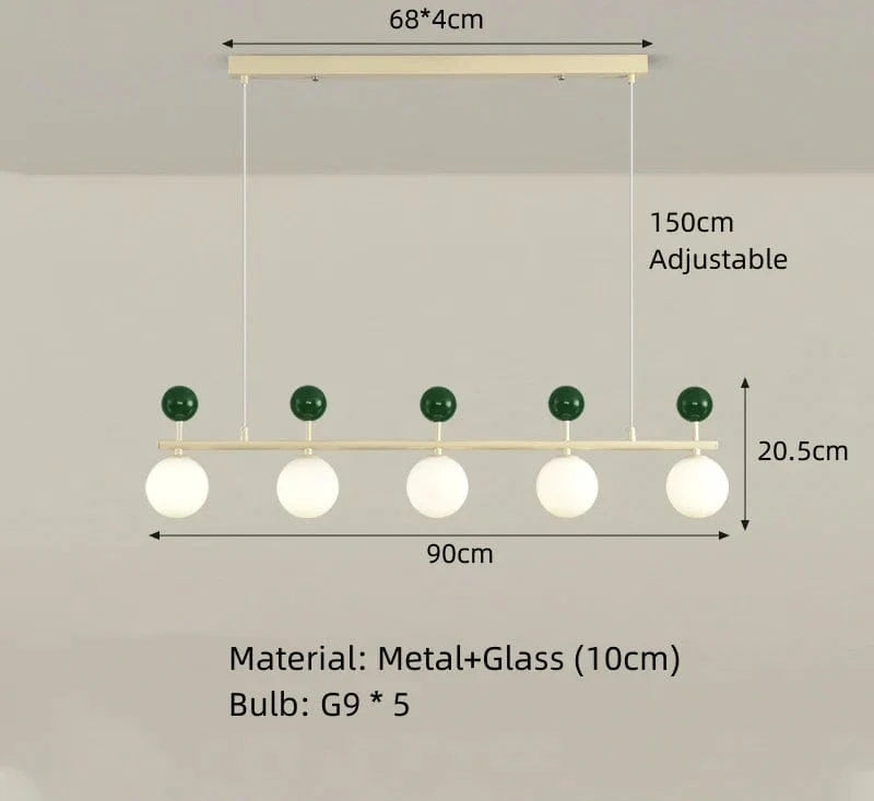 Lustre en verre et métal au design dynamique pour sublimer votre intérieur | Marco Lucetti B-5 Balles-Vert / Blanc froid
