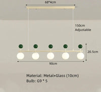 Lustre en verre et métal au design dynamique pour sublimer votre intérieur | Marco Lucetti B-5 Balles-Vert / Blanc froid