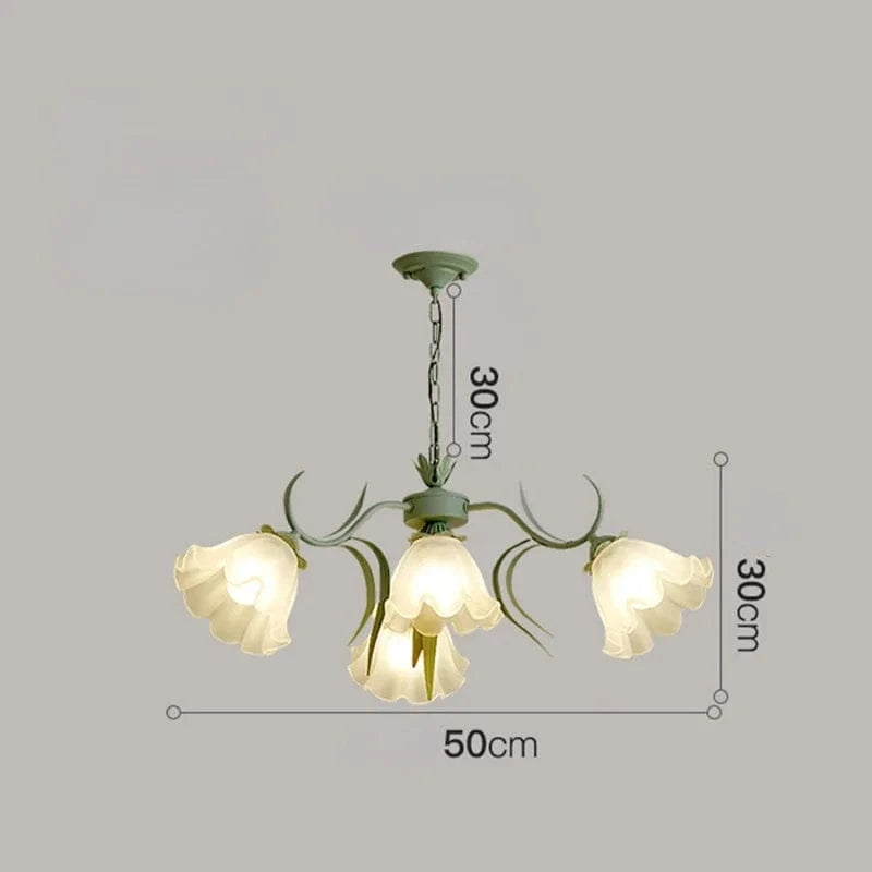 Lustre en verre français "Muguet Fleuri" | Marco Lucetti 4 têtes