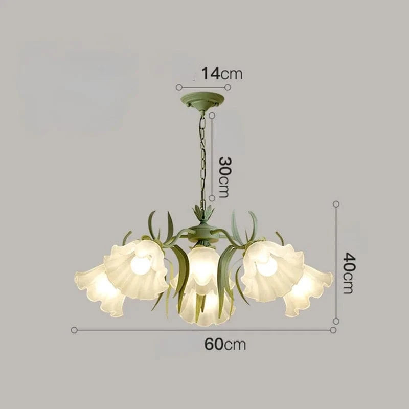Lustre en verre français "Muguet Fleuri" | Marco Lucetti 6 têtes