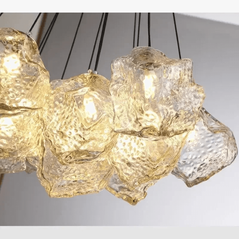  Lustre en verre glaçon moderne romantique de luxe avec LED pour salon et salle à manger | Marco Lucetti