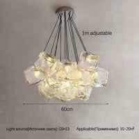  Lustre en verre glaçon moderne romantique de luxe avec LED pour salon et salle à manger | Marco Lucetti 13 têtes D60cm / Lumière froide