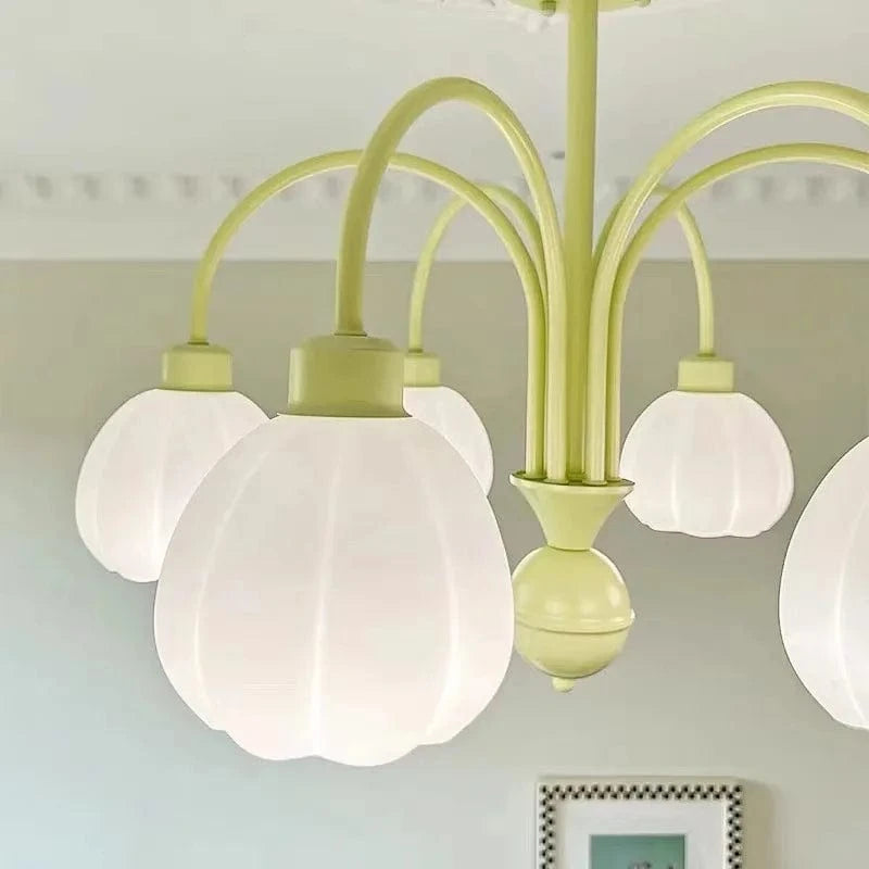Lustre en Verre Lait Blanc LED pour Chambre Intérieure, couleur Vert. | Marco Lucetti