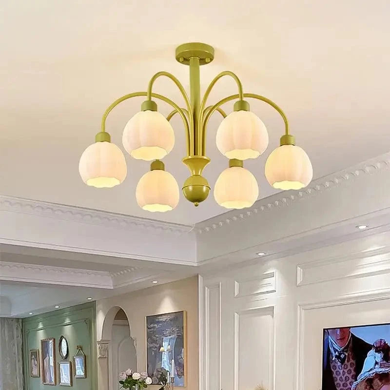 Lustre en Verre Lait Blanc LED pour Chambre Intérieure, couleur Vert. | Marco Lucetti