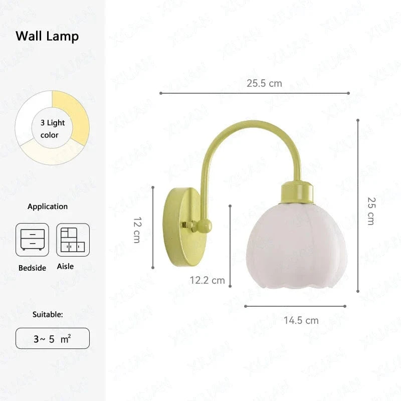 Lustre en Verre Lait Blanc LED pour Chambre Intérieure, couleur Vert. | Marco Lucetti Applique / 3 Température de couleur