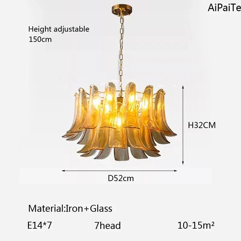 Lustre en verre LED scandinave AiPaiTe pour salon, salle à manger et chambre | Marco Lucetti AD52CM7head2layer / Lumière naturelle